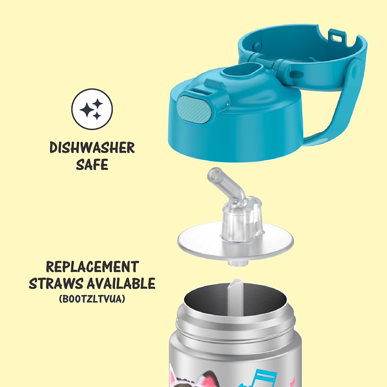 THERMOS FUNTAINER 12 Ounce Stainless Steel Vacuum Insulated Kids Straw Bottle, Gabby's Dollhouse ราคา 990 - บาท