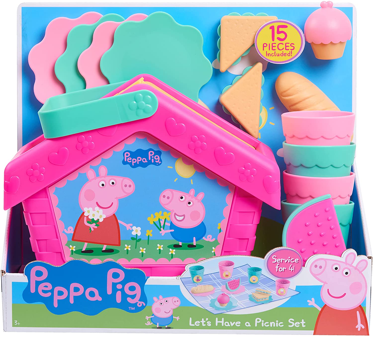 ตระกร้าปิกนิก Peppa Pig Let's Have a Picnic Set, Travel Toy with Handle Includes 4 Settings ราคา 1590 บาท