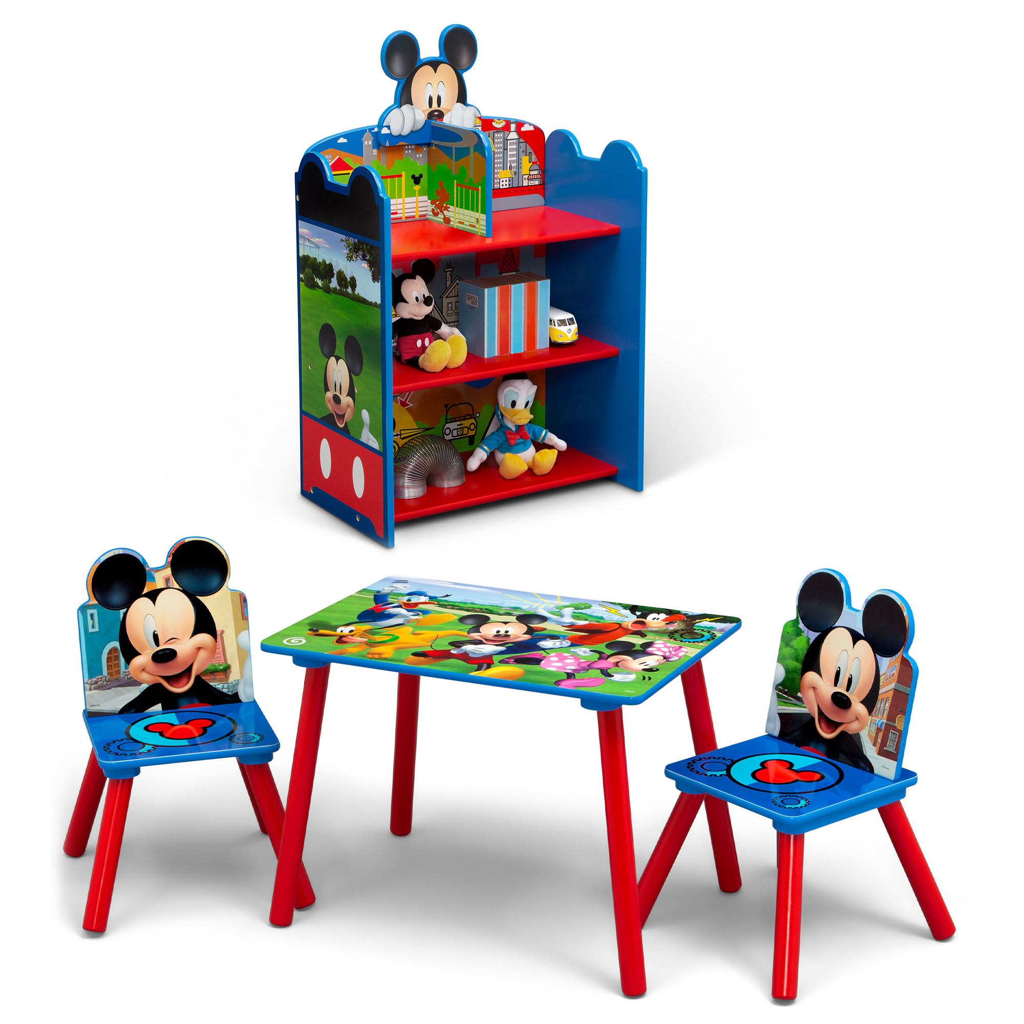 ชุดห้องเด็กลายการ์ตูนตัวโปรด Playroom Set Includes Table and 2 Chair Set and 3-Shelf Playhouse Bookcase ราคา 3,990 บาท