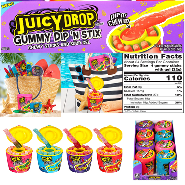 ขนมนำเข้าUSA(new) Juicy Drop Gummy Dip 'N Stix, Sweet Gummy Sticks ราคา 370 บาท