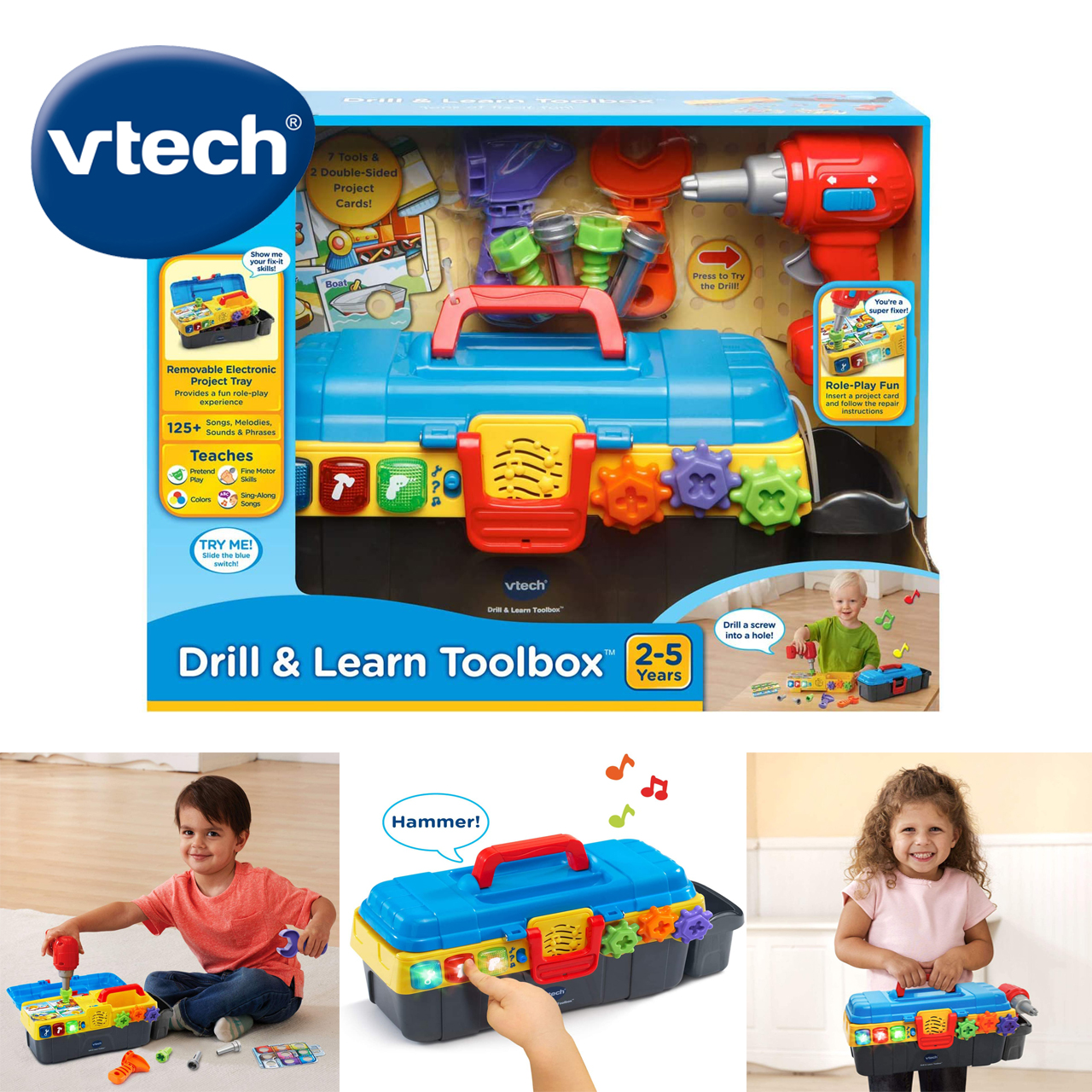 VTech Drill and Learn Toolbox With Working Drill and Tools ราคา 1,890 - บาท