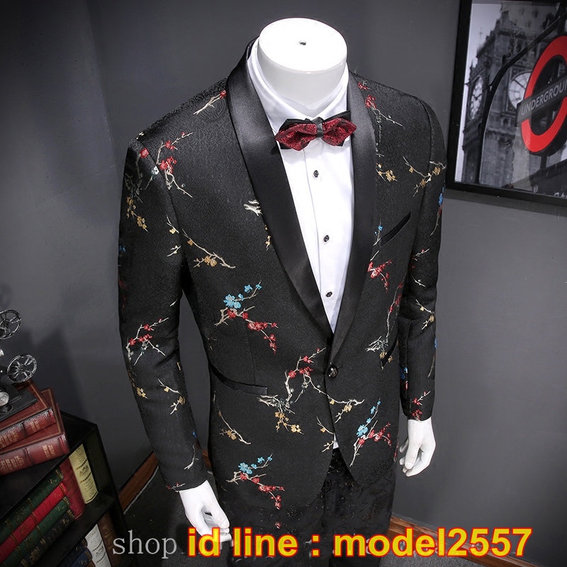 JM6102010 เสื้อสูทลำลองผู้ชายเสื้อสูทงานเลี้ยงพิมพ์ลายแบบตะวันตก JM6102010 ชิ้น