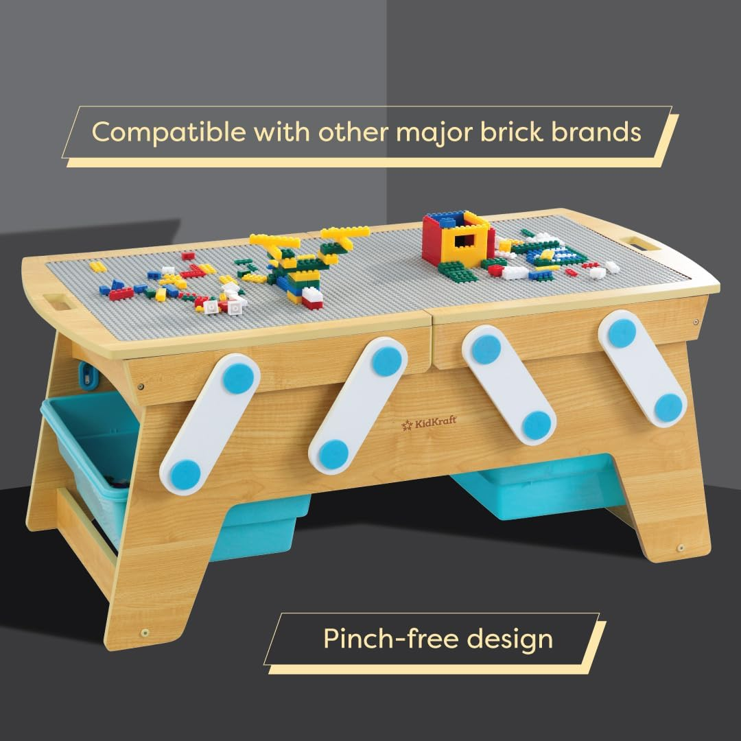 นำเข้า USA KidKraft Building Bricks Play N Store โต๊ะกิจกรรมไม้, ที่เก็บของเล่นเด็กพร้อมถัง, รวมบล็อกมากกว่า 200 ชิ้น ราคา 16,900 บาท