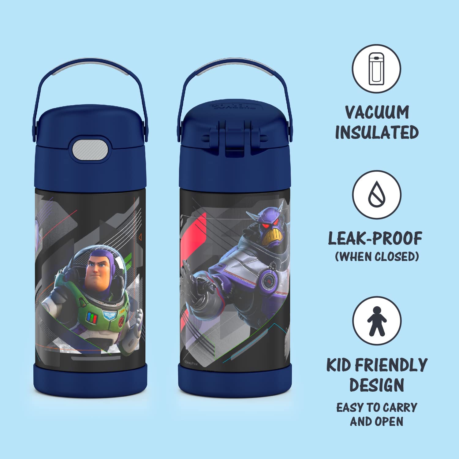 Disney Pixar Lightyear THERMOS FUNTAINER 12 Ounce Stainless Steel Vacuum Insulated Kids Straw Bottle ราคา 990 - บาท