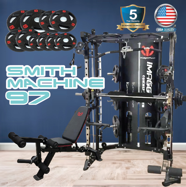 Smith Machine IMAGG 97 + ม้านั่ง819A + แผ่นน้ำหนัก50kg, สมิทแมชชีน