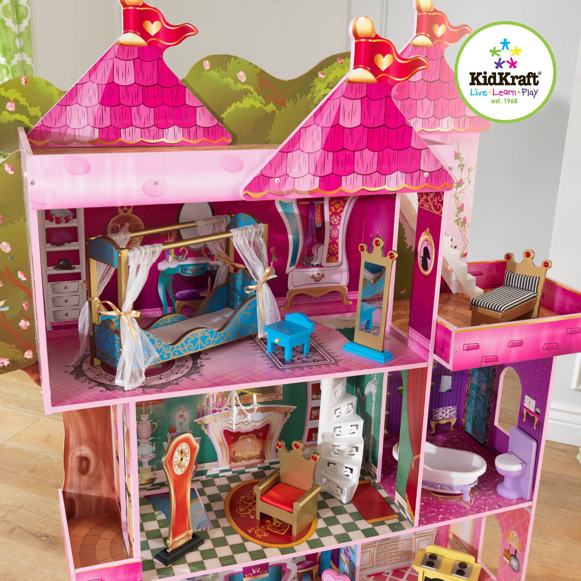 KidKraft Storybook Wooden Mansion with 14 Pieces of Furniture บ้านตุ๊กตาไม้ในหนังสือนิทาน มาพร้อมเฟอร์นิเจอร์ 14 ชิ้น ของเล่นยอดนิยมอันดับ1 เด็กหญิงในอเมริกา ไม่มีจำหน่ายในประเทศไทย นำเข้าจาก USA ของแท้ 100%