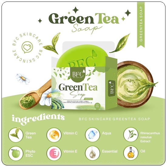 สบู่ชาเขียว BFC หน้าใส ลดสิว (BFC Greentea Soap) แพ็คเกตใหม่