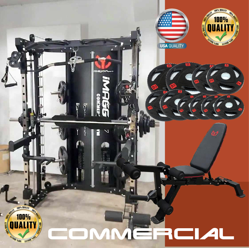 Smith Machine IMAGG 97 + ม้านั่ง819A + แผ่นน้ำหนัก50kg, สมิทแมชชีน