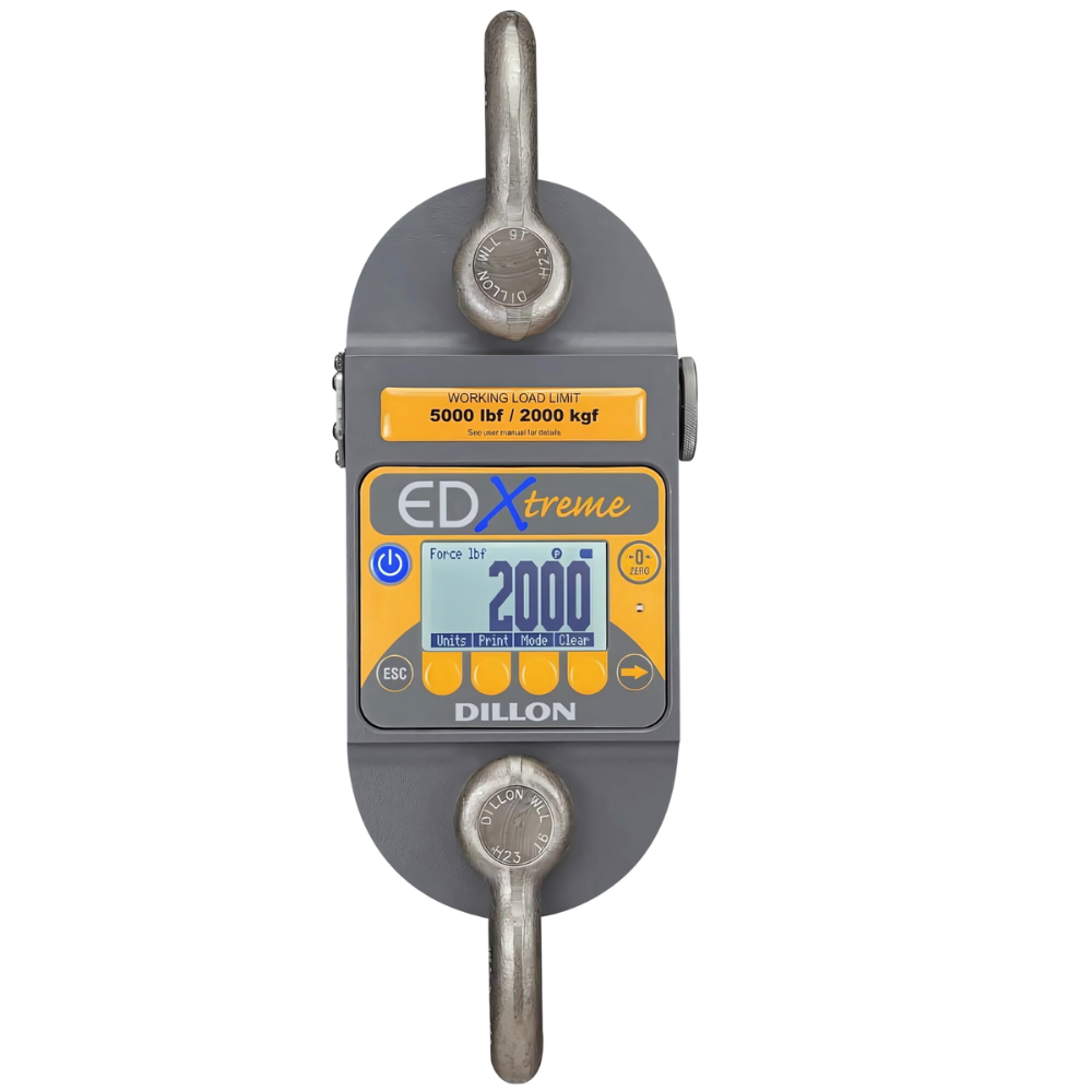Dillon รุ่น EDX-Blue-5T(AWT05-509448) ไดนาโมมิเตอร์ดิจิตอลเชื่อมต่อข้อมูลบลูทูธ,EDxtreme digital dynamometer,w/Integrated display,BT-output&2-shackles,capacity:5,000kgf