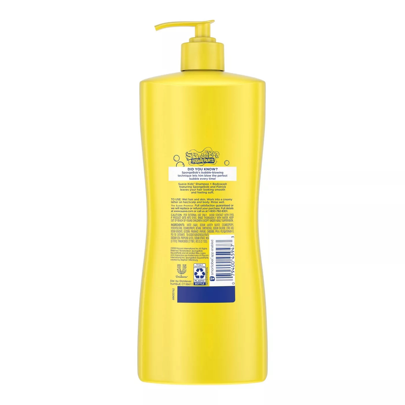 ครีมอาบน้ำและสระผมเด็กสูตรอ่อนโยน Suave Kids SpongeBob Squarepants Jellyfish Splash 2-1 Shampoo & Body Wash ราคา 500 บาท