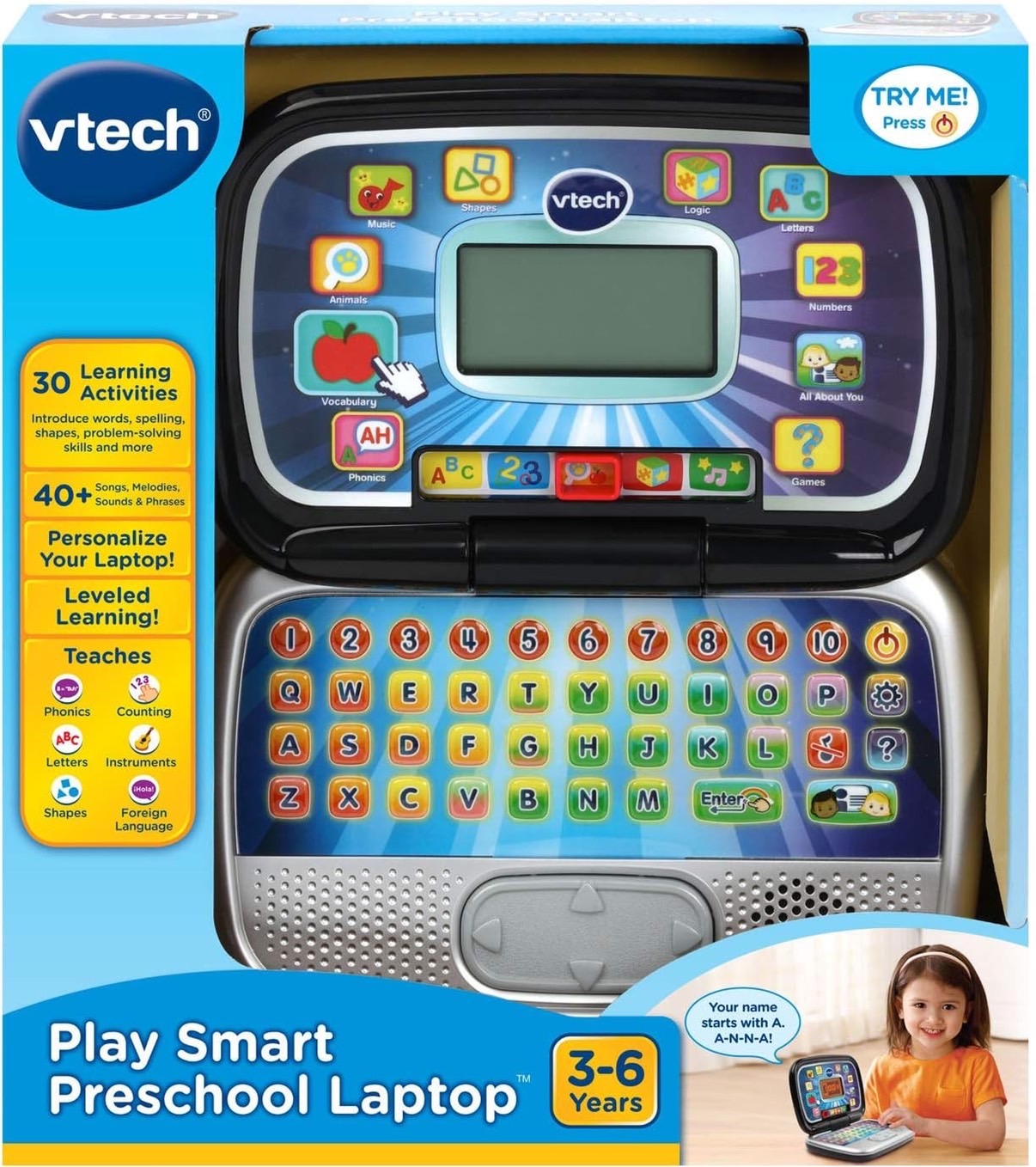 VTech Play Smart Preschool Laptop, Black ราคา 2,290 บาท