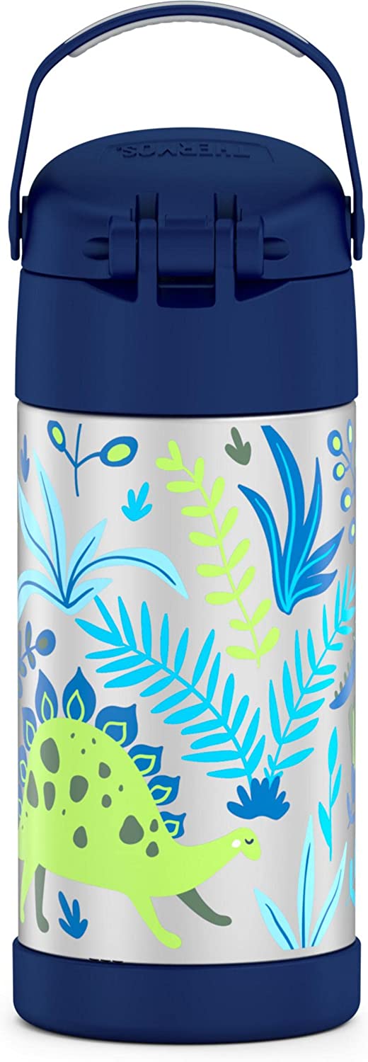 กระติกดูดน้ำแตนเลสหุ้มฉนวนสุญญากาศยี่ห้อ Thermos ของแท้ขนาด 12 ออนซ์ ลาย Dinosaur Kingdom ราคา 990 - บาท