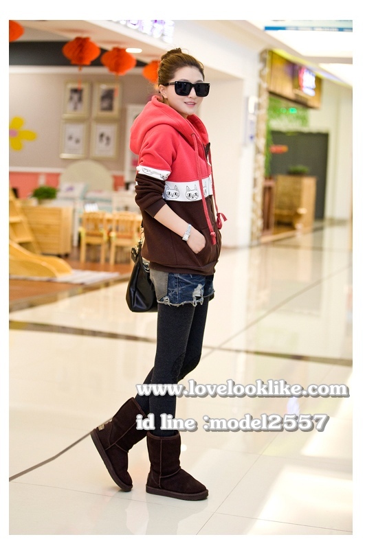 KW6011002 เสื้อกันหนาวสวมหัวซิปหน้า มีฮูดอบอุ่นมากแต่งรูปแมวน่ารัก (พร้อมส่ง) เหลือง,ชมพู L,XL KW6011002 ตัว
