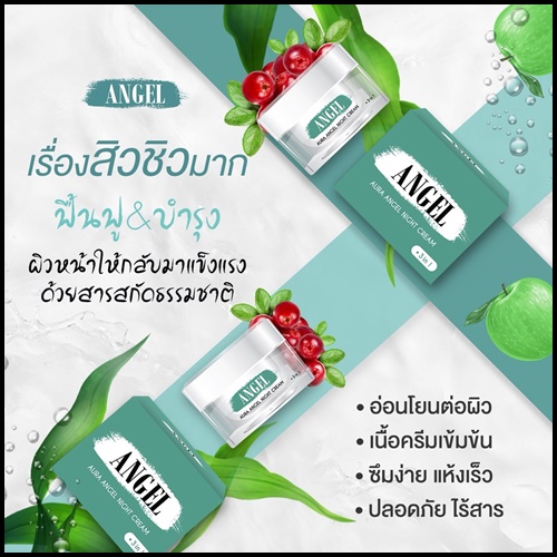 ออร่าแองเจิลไนท์ครีม Angel Aura Angel Night Cream ครีมสาหร่ายหน้าใสลดสิว