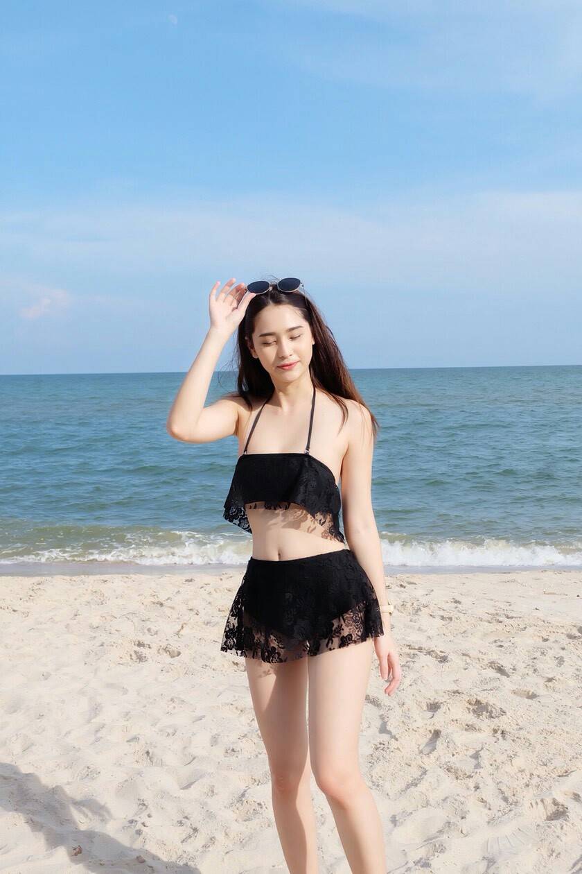 [Free size] ชุดว่ายน้ำทูพีชรุ่น รุ่น - Lacy Two Piece สีดำ
