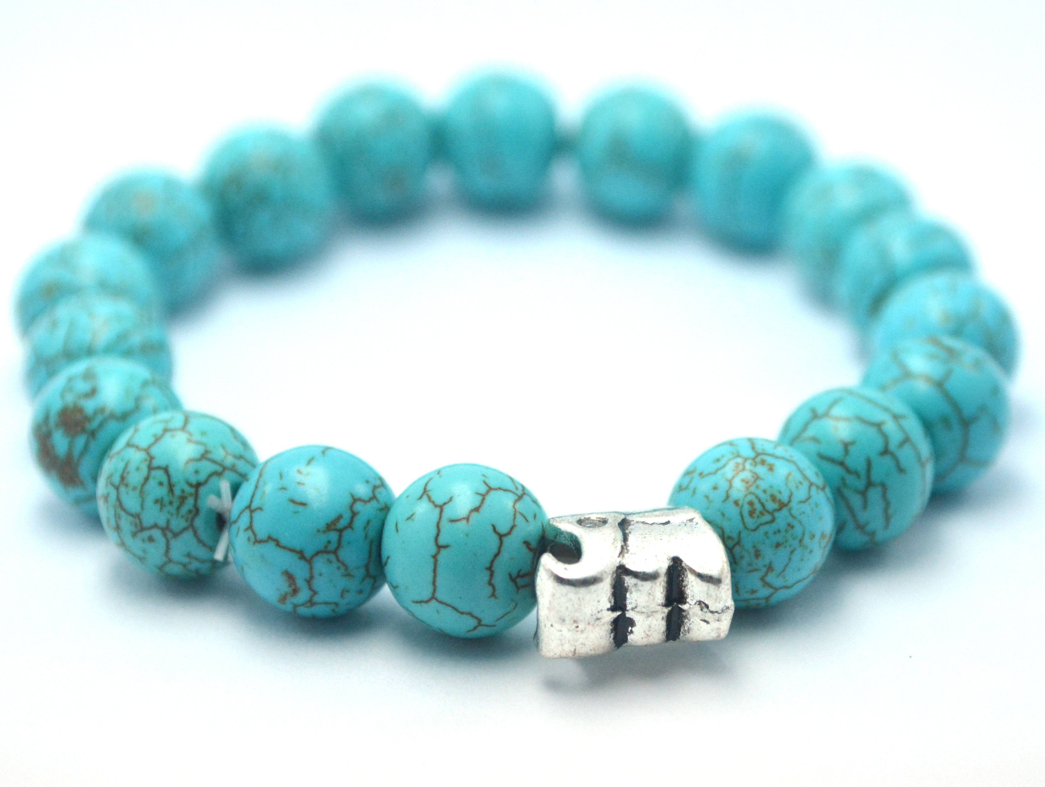 กำไลหินเทอร์ควอยส์ พร้อมจี้ช้างส่งฟรีems.