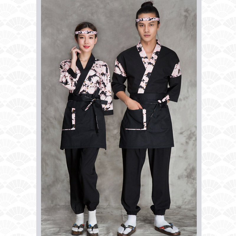 G6202008 เสื้อพนักงานร้านอาหารญี่ปุ่น เกาหลี เสื้อกิโมโน ร้านอาหารญี่ปุ่น สีภาพ S M L XL 2XL G202008 ตัว