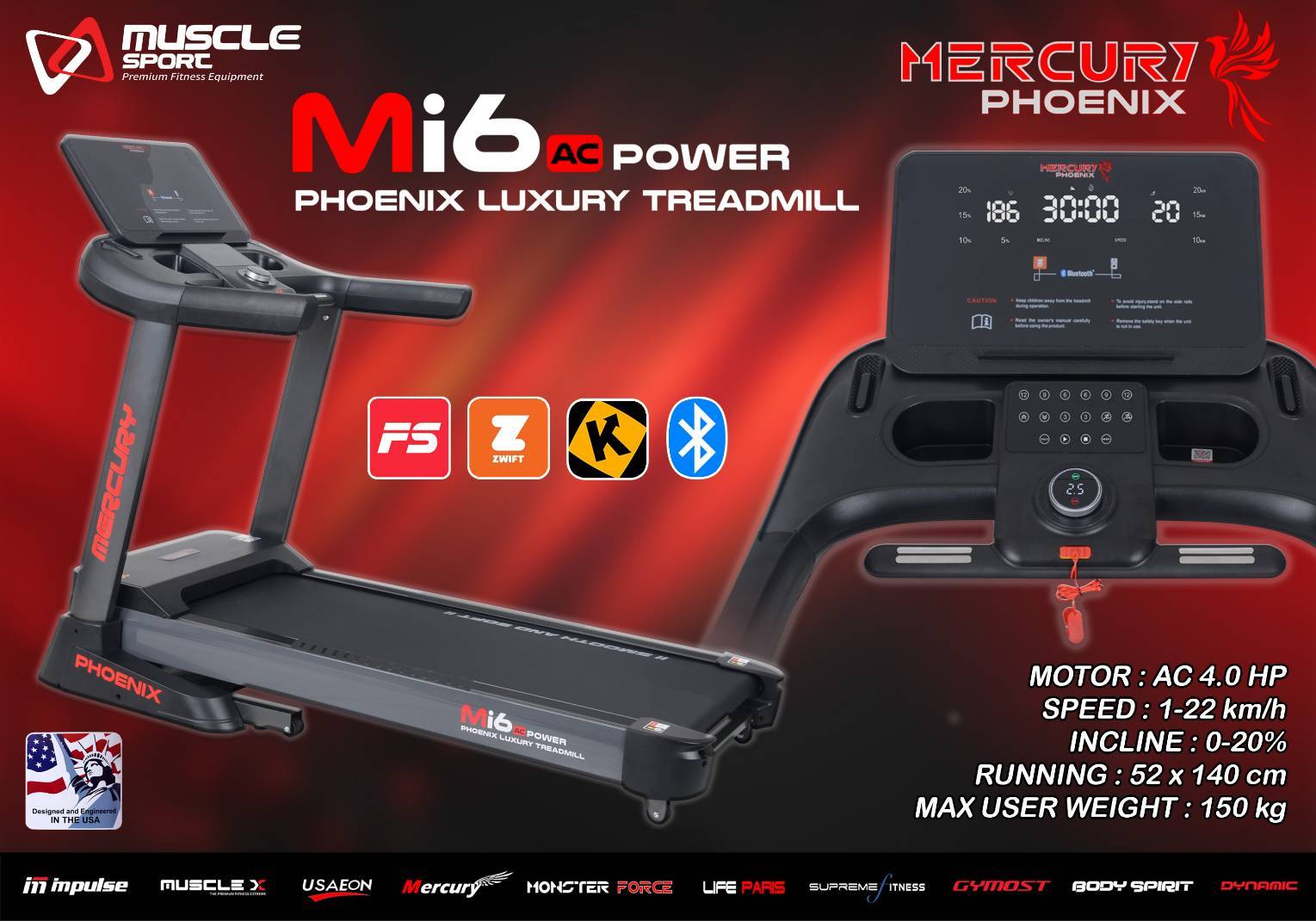 ลู่วิ่งไฟฟ้าAC Mercury MI6, ลู่วิ่งไฟฟ้าฟิตเนส, ลู่วิ่งไฟฟ้าราคา