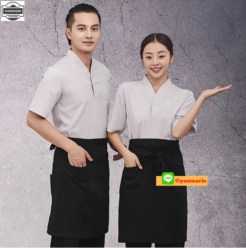 G6202006 เสื้อพนักงานร้านอาหารญี่ปุ่น เกาหลี เสื้อกิโมโน ร้านอาหารญี่ปุ่น สีภาพ S M L XL 2XL 3XL G6607002 ตัว