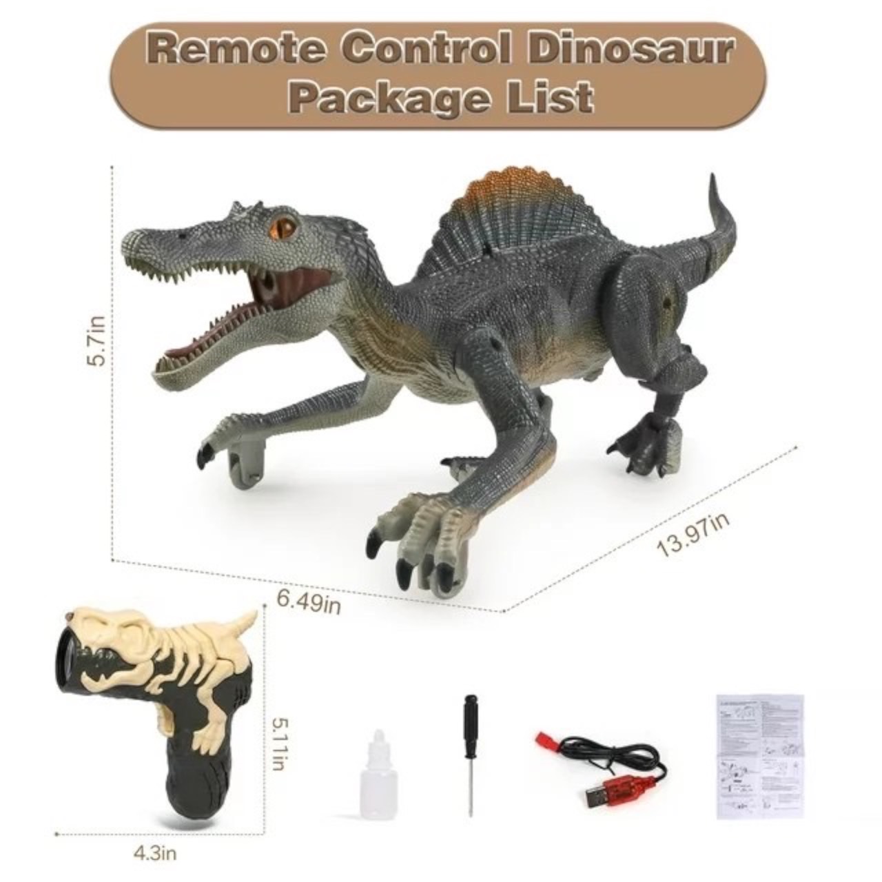 นำเข้า🇺🇸 แรปเตอร์จูราสสิคRichgv Upgraded Remote Light Control Dinosaur，Remote Control Dinosaur.
