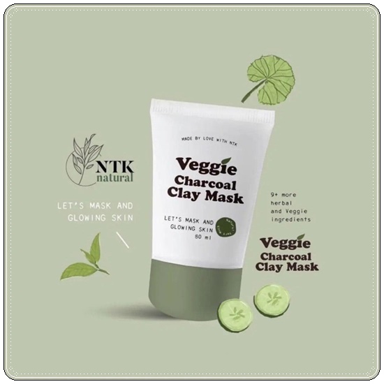 มาส์กโคลนเขียวไพรเย็น Veggie Charcoal Clay Mask โคลนเย็นลดสิว