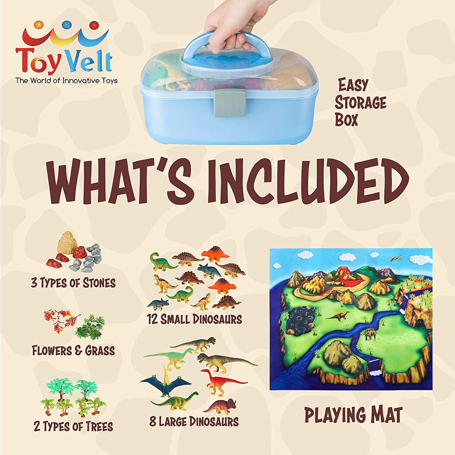 Toyvelt Dinosaur Play Set ของเล่นไดโนเสาร์รวมไดโนเสาร์ที่เหมือนจริง 20 ตัว ราคา 1,990 - บาท