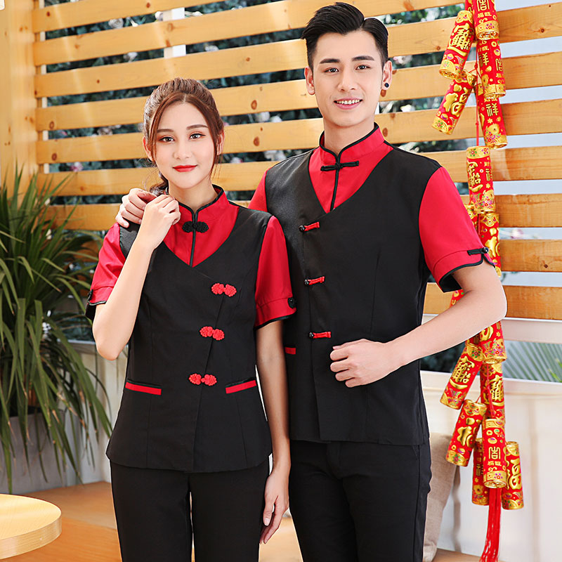 F6203002 เสื้อพนักงานต้อนรับ เสื้อพนักงานเสริฟ เสื้อพนักงานโรงแรม เสื้อพนักงานร้านอาหาร สีภาพ L-3XL F6203002 เสื้อ+ ผ้ากันเปื้อน
