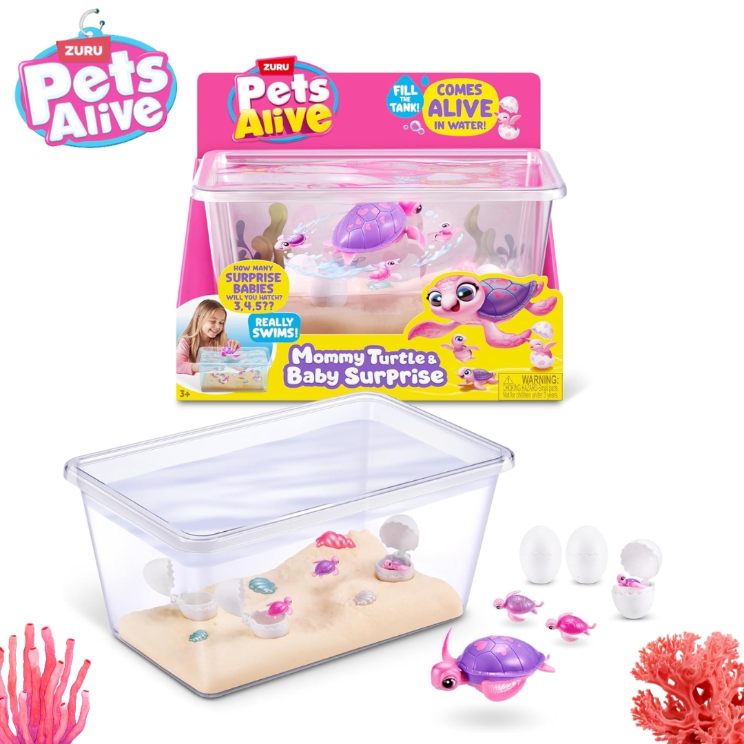 นำเข้า 🇺🇸 💖🐢 เซอร์ไพรส์จากโลกใต้น้ำไปกับ Pets Alive Mommy Turtle Surprise! มาพร้อมไข่ 4 ฟอง ให้ลูก ๆ ลุ้นว่าจะมีลูกเต่าจิ๋วกี่ตัว