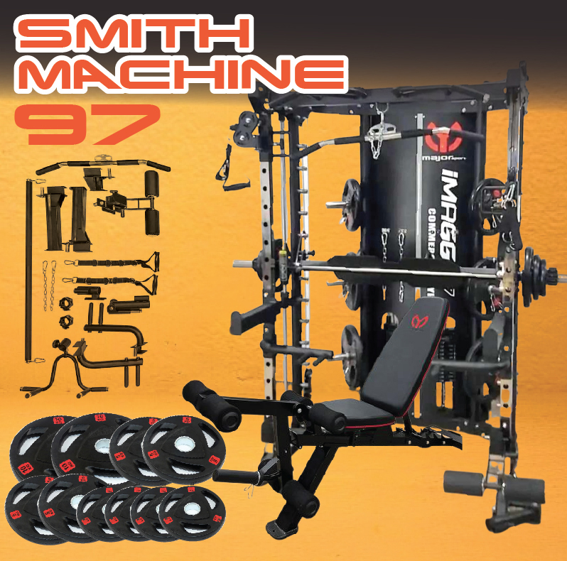 Smith Machine IMAGG 99/PinLoad180kg + ม้านั่ง825 + แผ่นหุ้มยาง50kg, สมิทแมชชีน
