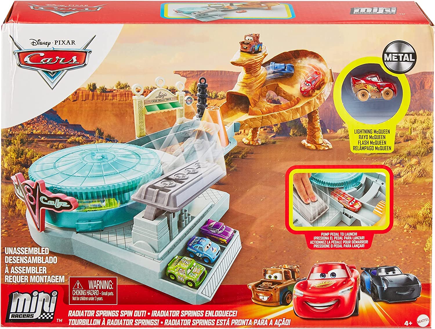 สนามแข่งรถDisney Pixar Cars Mini Racers Radiator Springs Spin Out Playset with Pitty and Exclusive Lightning McQueen Vehicle ราคา 1590.- บาท