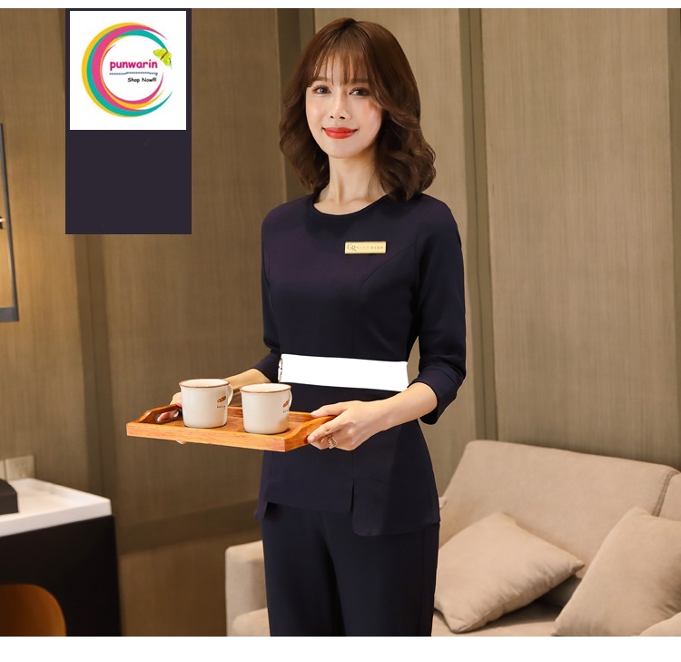 ชุดพนักงานนวดสปา ชุดพนักงานเสริมสวย ชุดทำงาน ชุดสูท สีภาพ S-3XL SK6411012 ชุด