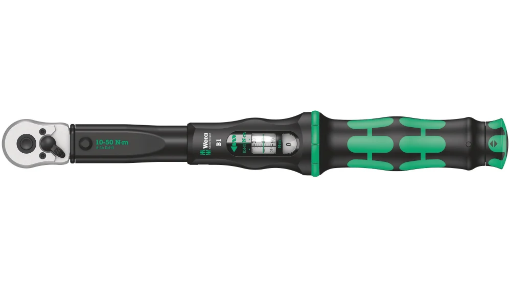 Wera รหัสสินค้า75611ประแจขันแรงบิดแบบปรับค่าได้,Click-Torque B2 Click Torque Wrench, 20～100Nm, 3/8 in Drive, Square Drive