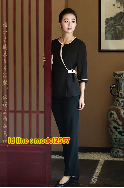 S6103002 ชุดพนักงานนวดสปา ชุดพนักงานเสริมสวย ชุดทำงาน ชุดสูท S6103002 ชุด