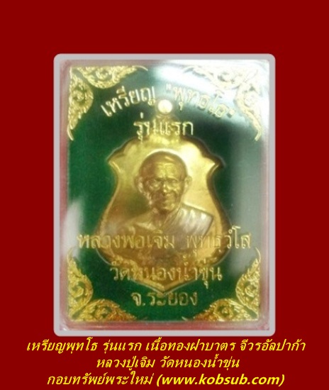 เหรียญพุทโธ รุ่นแรก เนื้อทองฝาบาตรจีวรอัลปาก้า หลวงปู่เจิม วัดหนองน้ำขุ่น