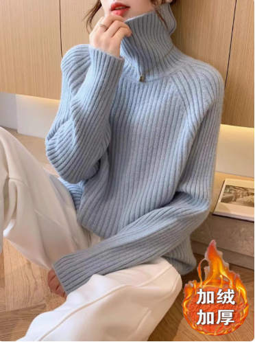 สเวตเตอร์ถักหญิง เสื้อคอสูงผู้หญิง เสื้อไหมพรมผู้หญิง แฟชั่นเกหาลี สีภาพ S-XXL SKU-04217 ตัว