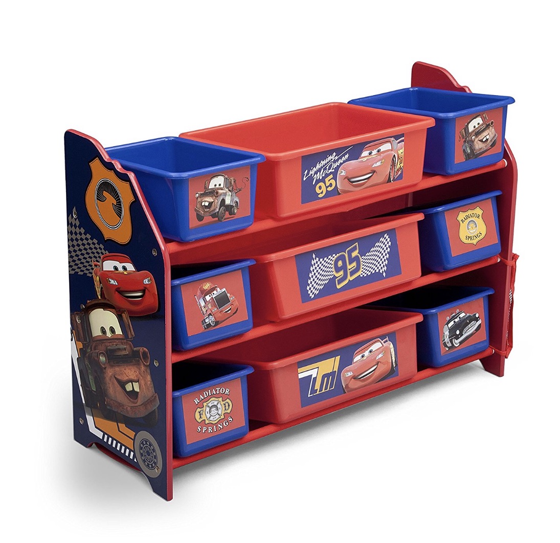 Delta Children Disney Pixar Cars Deluxe 9 Bin Plastic Organizer ชั้นเก็บของเด็กแบบกล่องพลาสติก 9 ช่อง หรูหรา ขนาดใหญ่ ลายคาร์ส ลิขสิทธิ์แท้จากอเมริกา