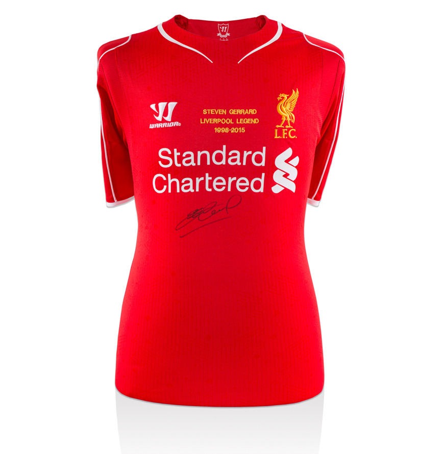 Steven Gerrard Signed Liverpool Legend Embroidered 2014-2015 Shirt