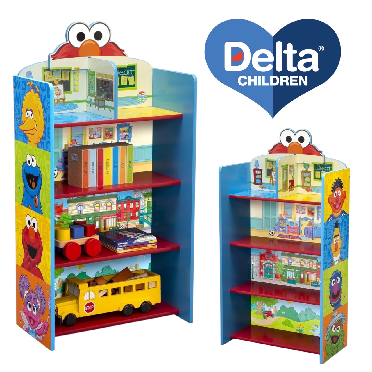 ชั้นวาง ลายเอลโม่Delta Children Wooden Playhouse 4-Shelf Bookcase for Kids, Sesame Street , ราคา 2,990 บาท