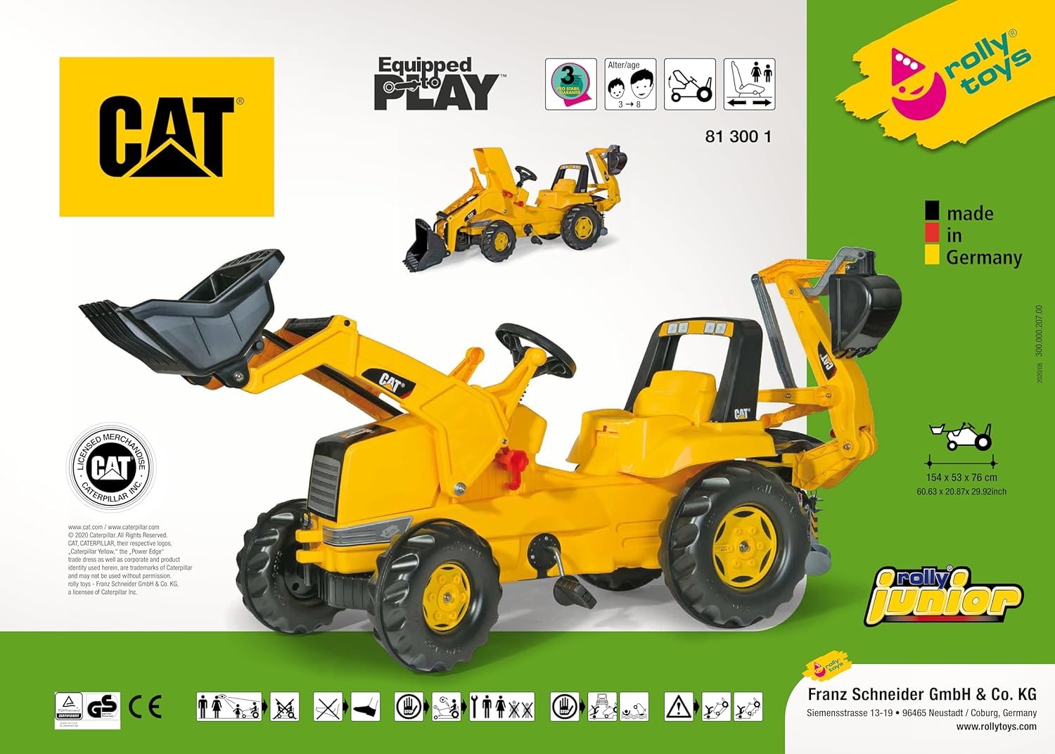 รถแทรกเตอร์ ตักดิน 2 หัว สามารถเล่นพร้อมกันได้2คน CAT Construction Pedal Tractor: Backhoe Loader (Front Loader and Excavator/Digger), Youth Ages 3+ สินค้าลิขสิทธิ์แท้ นำเข้าจาก USA