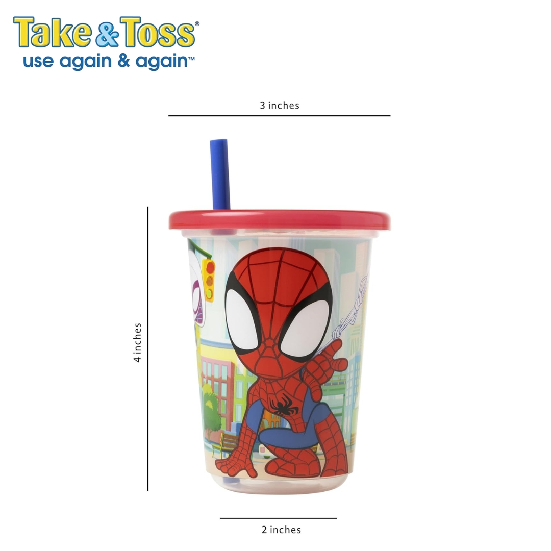 นำเข้า 🇺🇸 🕷️The First Years Spider-Man & Toss Toddler Straw Cups แก้วหัดดื่มสำหรับเด็กวัยเตาะแตะรุ่น The First Years 🕸️