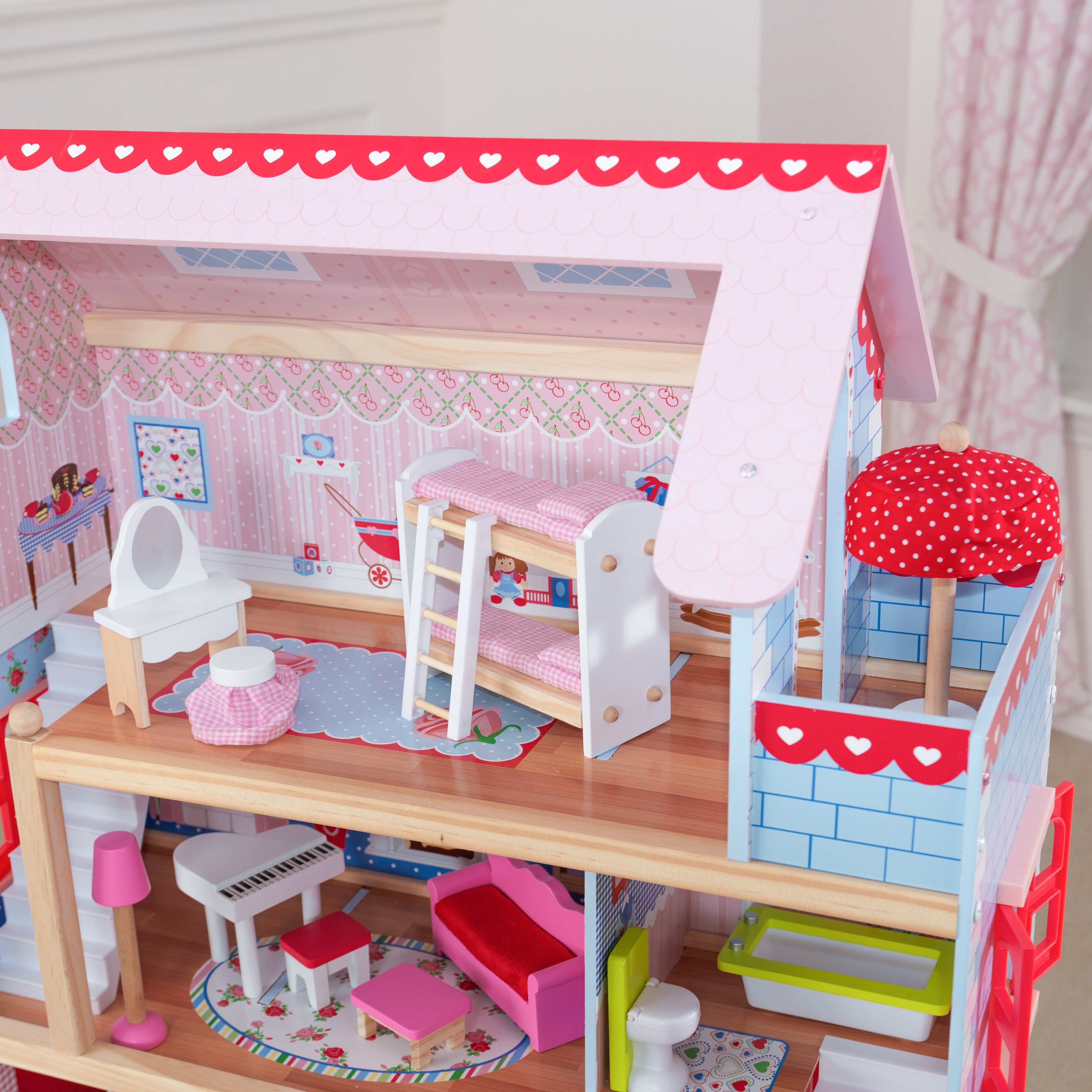 KidKraft Chelsea Doll Cottage with Furniture บ้านตุ๊กตาเชลซี คอทเทจ มาพร้อมกับเฟอร์นิเจอร์ พร้อมเล่น