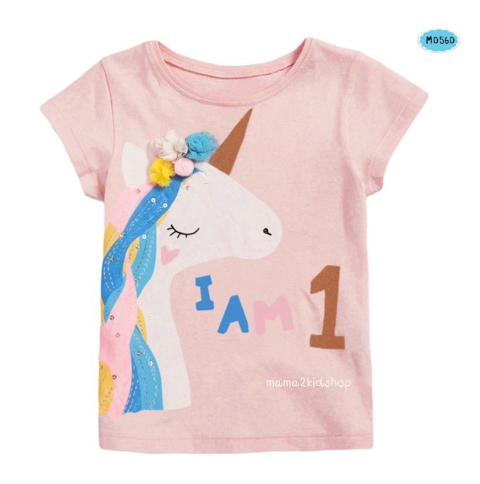 เสื้อยืดลายม้ายูนิคอร์นสีชมพูโอรส