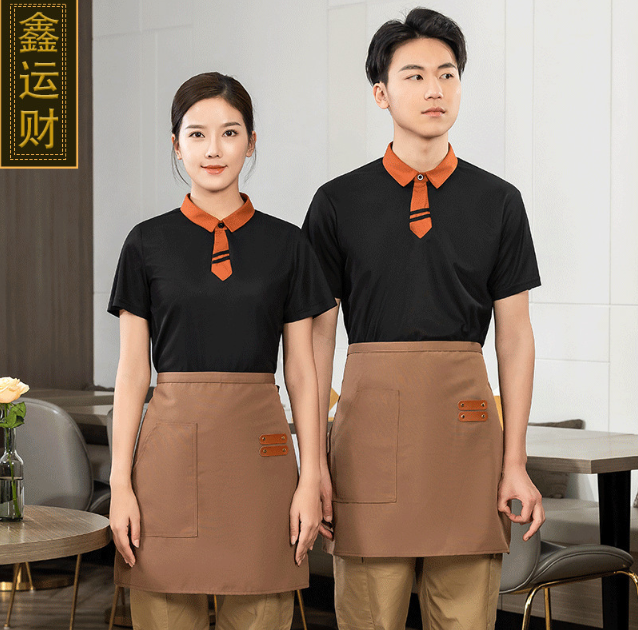 เสื้อฟอร์มพนักงานร้านอาหารกาแฟโรงแรม แขนสั้น สีภาพ M-6XL F6706003 เสื้อ ** ขั้นต่ำ 2 ตัว