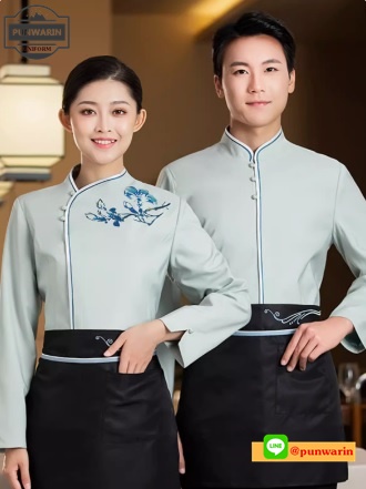 เสื้อพนักงานร้านอาหารญี่ปุ่น เกาหลี เสื้อกิโมโน ร้านอาหารญี่ปุ่นเกาหลีจีน ขาว ครีม เขียว L-4XL CA6701002 เสื้อ+เปื้อน