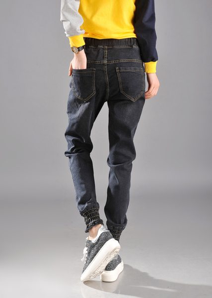 JW6003005 ยีนส์ฮาเล็มสีดำขายาวปลายขาจั้ม แฟชั่นเกาหลี (พรี) JW6003005 ตัว