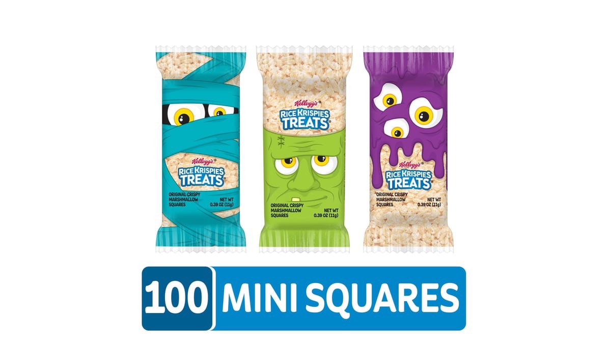นำเข้า🇺🇸 ขนมฮาโลวีน🎃 ข้าวพองกรอบ แพค100 ชิ้น Kellogg's Rice Krispies Treats Halloween Mini Squares (100 ct.) ราคา 1,990 บาท