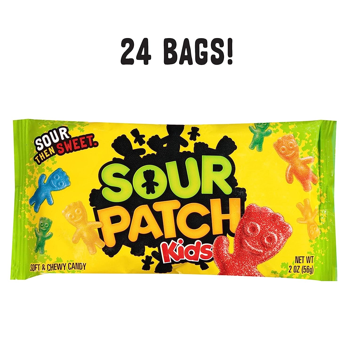 ขนมนำเข้าus เยลลี่รสเปรี้ยวสุดคลาสสิค SOUR PATCH KIDS Soft & Chewy Candy , 24ห่อ ( 2oz.)