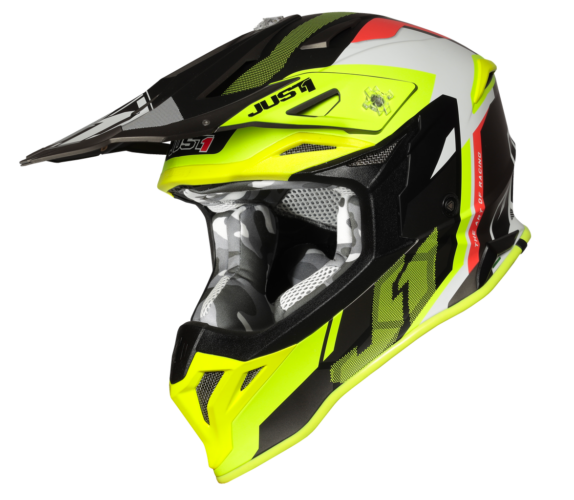 หมวกกันน็อค Just 1 รุ่น J39ลาย Reactor Fluo Yellow-Red-Titanium Matt