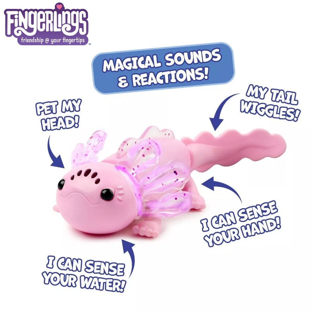 นำเข้า 🇺🇸 🐲 Finger lings Interactive Baby Axolotl Toy with Inflatable Pool, Alix - Pink 🪸 ของเล่นแอ็กโซลอเติลสีชมพู ราคา 1,690 บาท