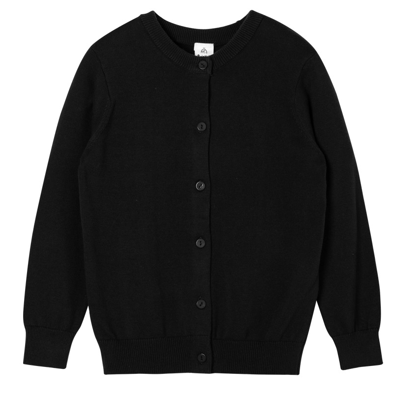 เสื้อกันหนาวคาร์ดิแกนเด็กโตสีดำ